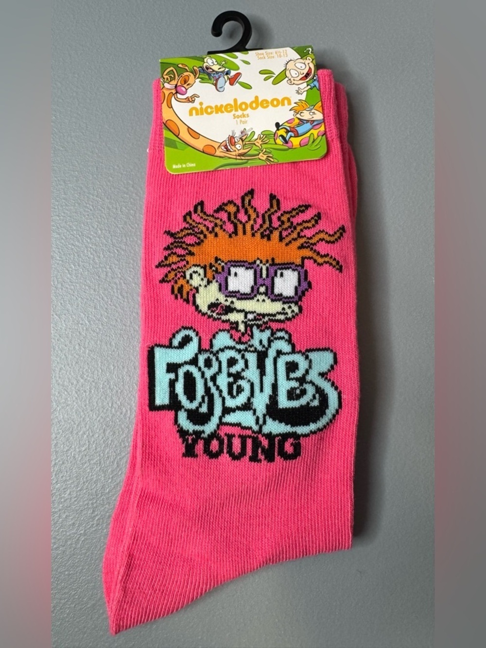 Nickelodeon Pink Rugrats Chuckie finster Graphic crew Socks forever young unisex